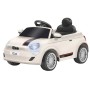 AUTO ELETTRICA PER BAMBINI FIAT 500 BIANCA R/C 12V, ING.MP3, MICROSD E USB, LUCI LED GLOBO 421