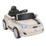AUTO ELETTRICA PER BAMBINI FIAT 500 BIANCA R/C 12V, ING.MP3, MICROSD E USB, LUCI LED GLOBO 421