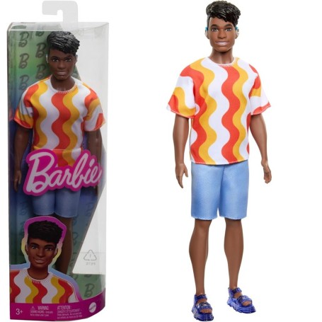 BAMBOLA KEN FASHIONISTAS DI BARBIE CON MAGLIA A ONDE MATTEL HRH23
