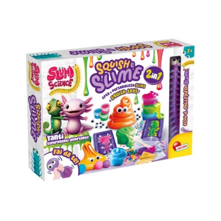 SQUISH E SLIME 2 IN 1 CREA E PERSONALIZZA SLUMI SCIENCE LISCIANI 110360