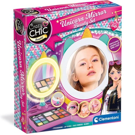TROUSSE TRUCCHI CRAZY CHIC MAKE UP UNICORN MIRROR CLEMENTONI 18855