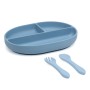 SET IN PAPPA POSATE E VASSOIO IN SILICONE BLU KIOKIDS 04292