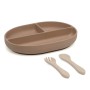 SET IN PAPPA POSATE E VASSOIO IN SILICONE BEIGE KIOKIDS 04298