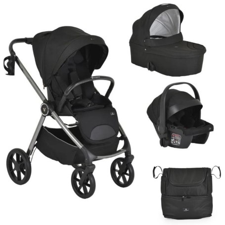 TRIO UNIQUE CANGAROO BLACK PASSEGGINO, NAVICELLA, OVETTO, ACCESSORI E BORSA MONI TRADE 236847