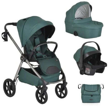 TRIO UNIQUE CANGAROO GREEN PASSEGGINO, NAVICELLA, OVETTO, ACCESSORI E BORSA MONI TRADE 236861
