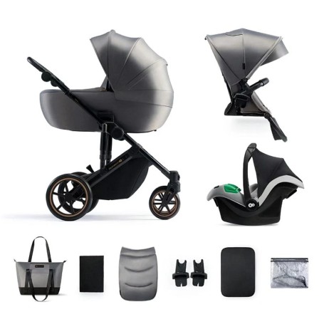 TRIO PRIME 2 SHADOW GRIGIO 3 IN 1 CON BORSA, FASCIATOIO, ZANZARIERA E MATERASSINO PER NAVICELLA KINDERCRAFT 21768