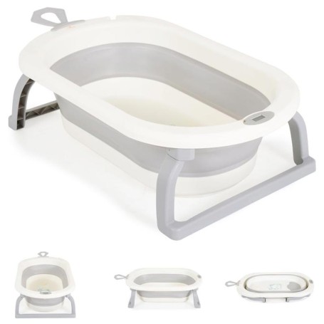 VASCA DA BAGNO PIEGHEVOLE CON TERMOMETRO DIGITALE TERRA GRIGIO MONI TRADE 7021