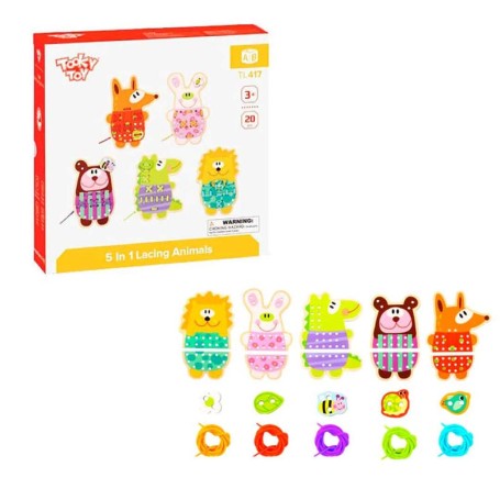 TOOKY TOY 5 IN 1 ANIMALI CON LACCI 20 PEZZI