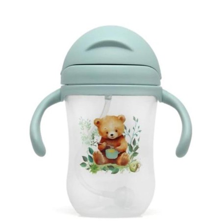 TAZZA DI APPRENDIMENTO STEP 3 CON CANNUCCIA IN SILICONE 300 ML ORSO SALVIA KIOKIDS 03799