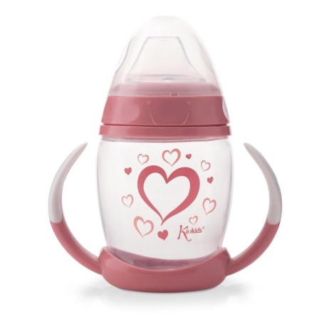 TAZZA DI APPRENDIMENTO STEP 1 ANTICOLICA 270 ML CUORI ROSA KIOKIDS 2913