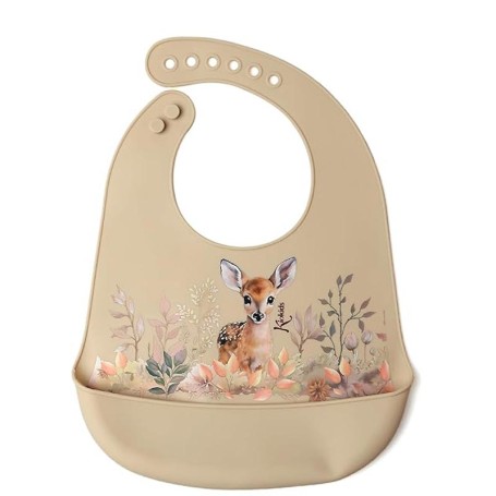 BAVAGLINO RACCOGLI PAPPA IN SILICONE CERBIATTO BEIGE KIOKIDS 04243