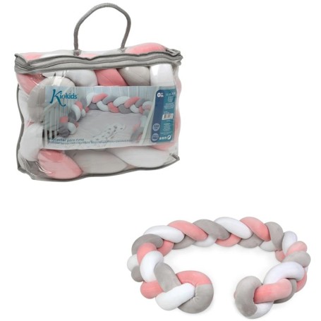 TRECCIA PROTETTIVA PARACOLPI PER LETTINO E CULLA GRIGIO ROSA KIOKIDS 0243