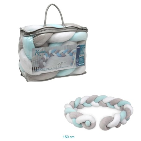 TRECCIA PROTETTIVA PARACOLPI PER LETTINO E CULLA GRIGIO AZZURRO KIOKIDS 02437