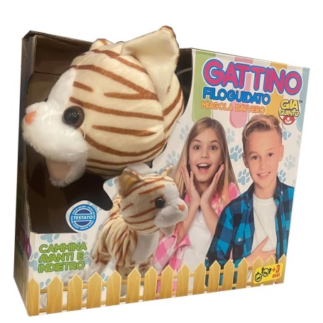 PELUCHE GATTINO INTERATTIVO CAMMINA AVANTI E INDIERO E MIAGOLA GVC 8288 CT12