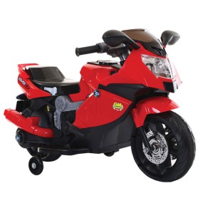 MOTO ELETTRICA PER BAMBINI CORSA SPORTIVA ROSSA CON SUONI E LED, ING. MP3 E USB GVC 5368