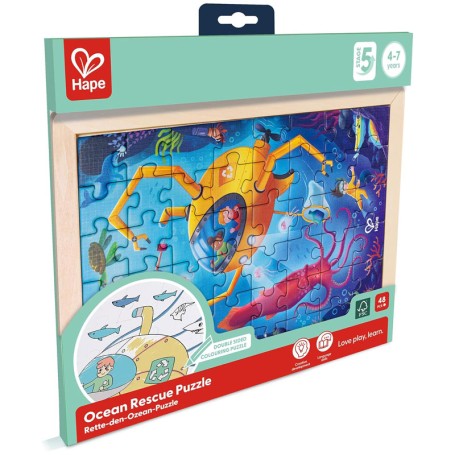 PUZZLE LA SALVAGUARDIA DELL'OCEANO 48 PEZZI CON CORNICE DI LEGNO HAPE E1643
