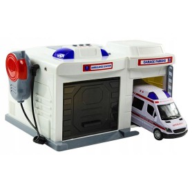 PLAYSET STAZIONE DI PRONTO SOCCORSO CON AMBULANZA, LUCI E WALKIE TALKIE HT075