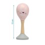 SONAGLIO MARACAS IN LEGNO ROSA CON CONIGLIO KIOKIDS 03932