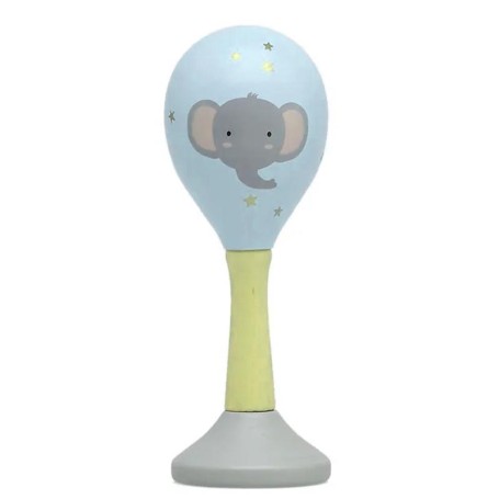 SONAGLIO MARACAS IN LEGNO BLU CON ELEFANTE KIOKIDS 03932