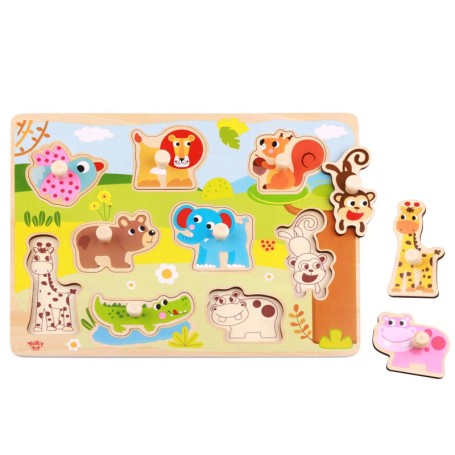 PUZZLE ANIMALI IN LEGNO 10 PEZZI TOOKY TOY MONI TRADE TY857