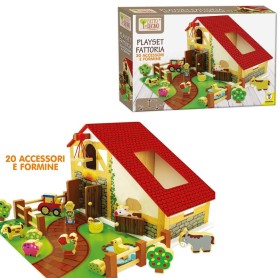 PLAYSET FATTORIA CON 20 ACCESSORI E FORMINE IN LEGNO TEOREMA 40564