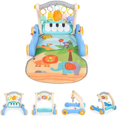 GIRELLO 2 IN 1 BLU PRIMI PASSI E TAPPETO GIOCO CON PIANOFORTE MONI TRADE HE0637