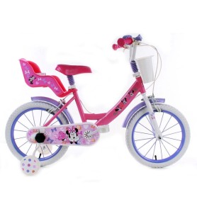 BICICLETTA PER BAMBINI 14" MINNIE CON 2 FRENI, CESTINO E PORTABAMBOLA LUBEX 36621