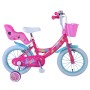 BICICLETTA PER BAMBINI 14" BARBIE CON 2 FRENI, CESTINO E PORTABAMBOLA LUBEX 37479