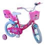 BICICLETTA PER BAMBINI 14" BARBIE CON 2 FRENI, CESTINO E PORTABAMBOLA LUBEX 37479