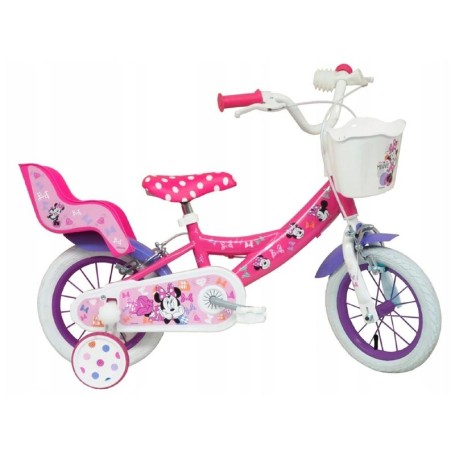 BICICLETTA PER BAMBINI 12" DISNEY MINNIE CON 1 FRENO PORTABAMBOLE E CESTINO LUBEX 36707