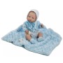 BAMBOLOTTO 42 CM CON COPERTINA AZZURRA, CIUCCIO E ACCESSORI MODA BERBESA HT 51141