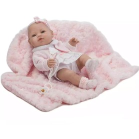 BAMBOLA 42 CM CON COPERTINA ROSA, CIUCCIO E ACCESSORI MODA BERBESA HT 51131