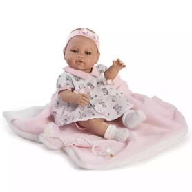 BAMBOLA 42 CM ABITO BIANCO CON KOALA, COPERTINA E CIUCCIO BERBESA HT51201