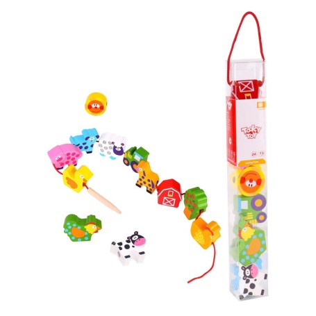 ANIMALI DELLA FATTORIA IN LEGNO TOOKY TOY 13 PEZZI MONI TRADE TKB510-B