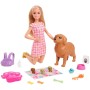 PLAYSET BARBIE BAMBOLA 30 CM CON CUCCIOLI APPENA NATI MATTEL HCK75
