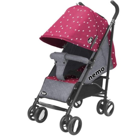 PASSEGGINO LEGGERO NEMO GRIGIO E ROSA CON STELLE PIEGHEVOLE CON BORSA GVC 8004