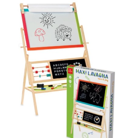 MAXI LAVAGNA LEARN & PLAY DOPPIA FACCIATA IN LEGNO DAL NEGRO 054029