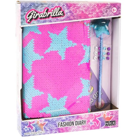 DIARIO GIRABRILLA FASHION DIARY MAGENTA E TURCHESE STARS NICE 19036 19046