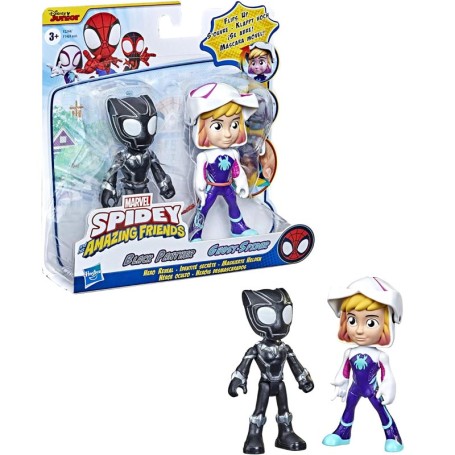 BLISTER 2 PERSONAGGI MARVEL SPIDEY AND HIS AMAZING BLACK PANTHER E GHOST SPIDER HASBRO F1469 F2244