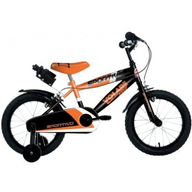 BICICLETTA PER BAMBINI 16" SERIE SPORTIVO ARANCIO CON 2 FRENI BORRACCIA E PARAFANGHI LUBEX 33995