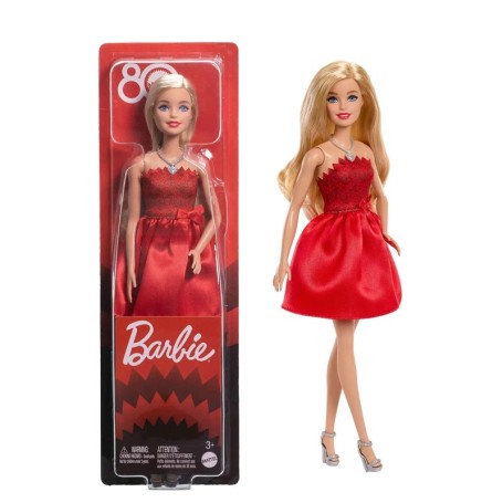 BAMBOLA BARBIE MATTEL 80° ANNIVERSARIO RUBY RED DOLL MATTEL JGD25