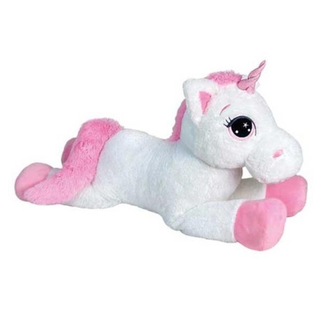 PELUCHE UNICORNO BIANCO STESO CAVALCABILE 120 CM DECAR 23962