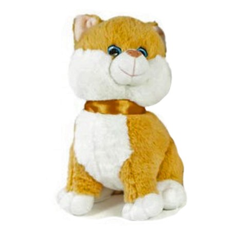 PELUCHE GATTO 25 CM CON COLLARE BEIGE DECAR 25266