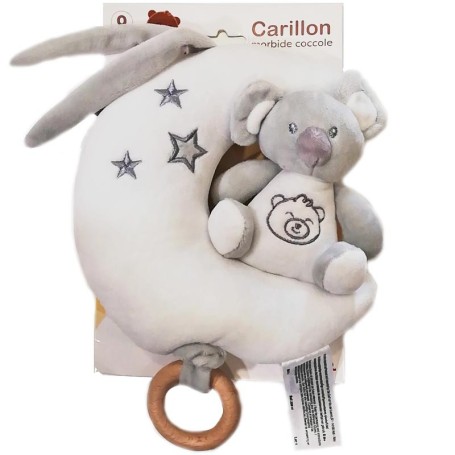 CARILLON KOALA SULLA LUNA CON DENTARUOLO IN LEGNO 20 CM 100% COCCOLE DECAR 25514