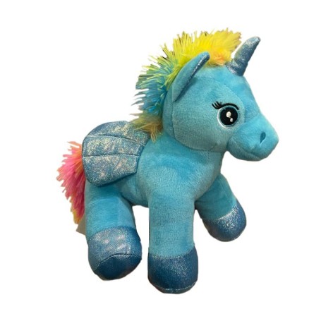 PELUCHE UNICORNO RAINBOW 25 CM AZZURRO DECAR 25546