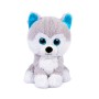 PELUCHE CANE SEDUTO 40 CM BIANCO E GRIGIO CON OCCHIONI DECAR 26876