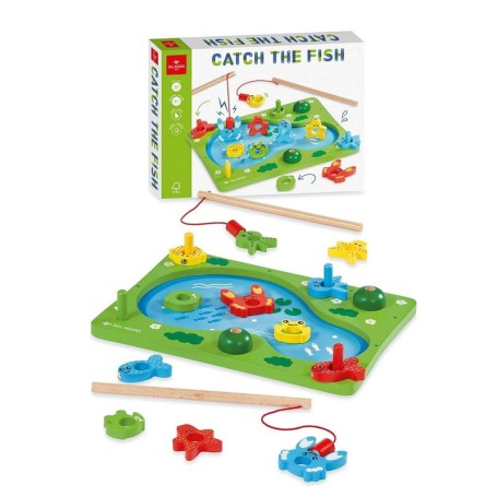GIOCO DELLA PESCA IN LEGNO PESCI CON MAGNETI GIOCO DI SOCIETÀ DAL NEGRO 054104