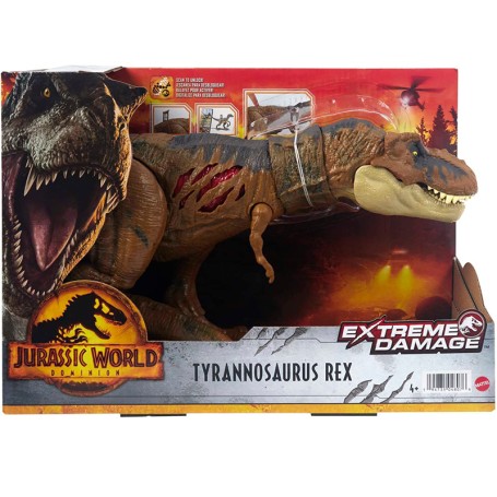 DINOSAURO TYRANNOSAURUS REX EXTREME DAMAGE JURASSIC WORLD MATTEL HGC19