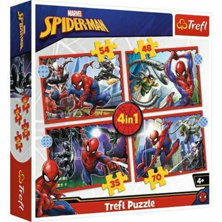 PUZZLE 4 IN 1 MARVEL SPIDERMAN TREFL GLOBO 07376