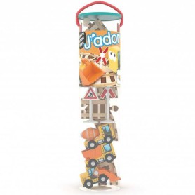 SET PISTA COSTRUZIONI IN LEGNO CON MEZZI DA CANTIERE J'ADORE J849092
